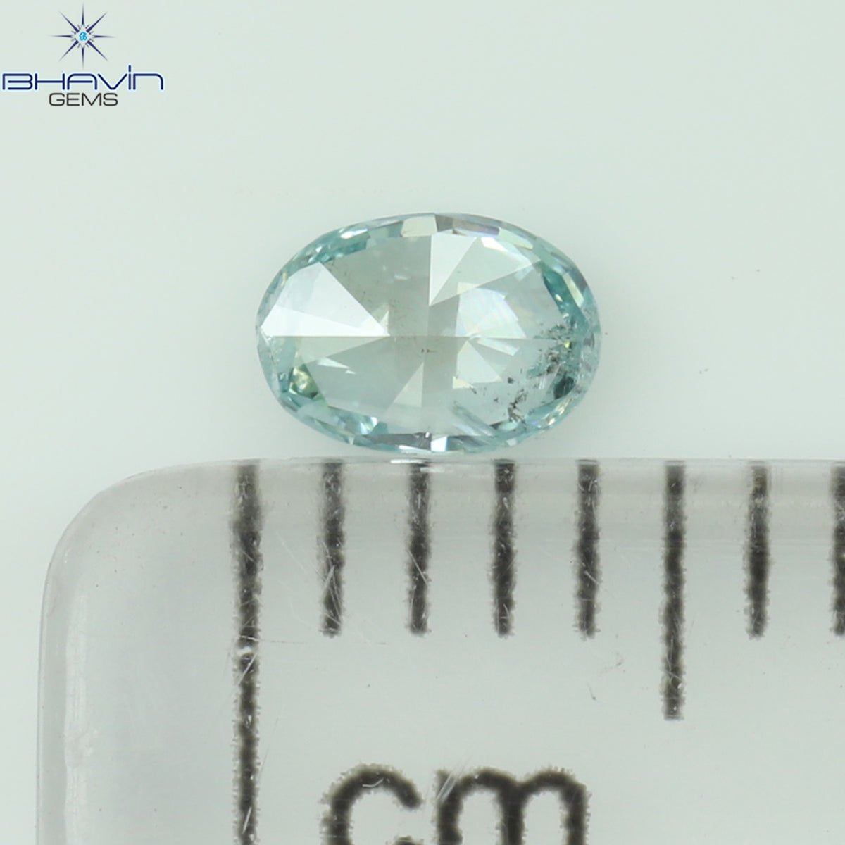 0.14 CT Natural Oval Diamond Enhanced Greenish Blue Color Clarity SI1 (4.07 MM)