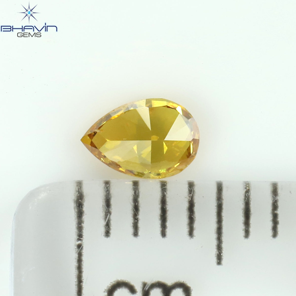 0.22 CT ペアシェイプ ナチュラル ダイヤモンド イエロー カラー SI1 クラリティ (4.76 MM)