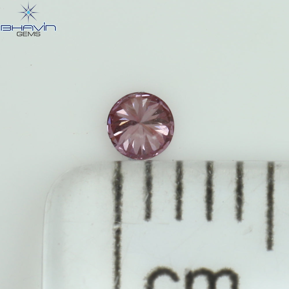 0.17 CT ラウンド シェイプ ナチュラル ダイヤモンド ピンク色 SI1 クラリティ (3.46 MM)