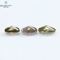 0.85 CT/3 Pcs Oval Shape Natural Diamond Mix Color I2 Clarity (5.00 MM)