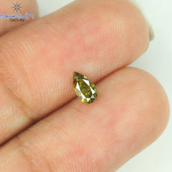 0.26 CT Pear Shape Natural Diamond Enhanced Green Color SI2 Clarity (5.54 MM)