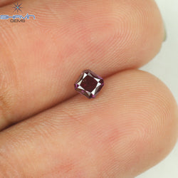 0.22 CT ラディアント シェイプ ナチュラル ダイヤモンド ピンク色 VS1 クラリティ (3.18 MM)