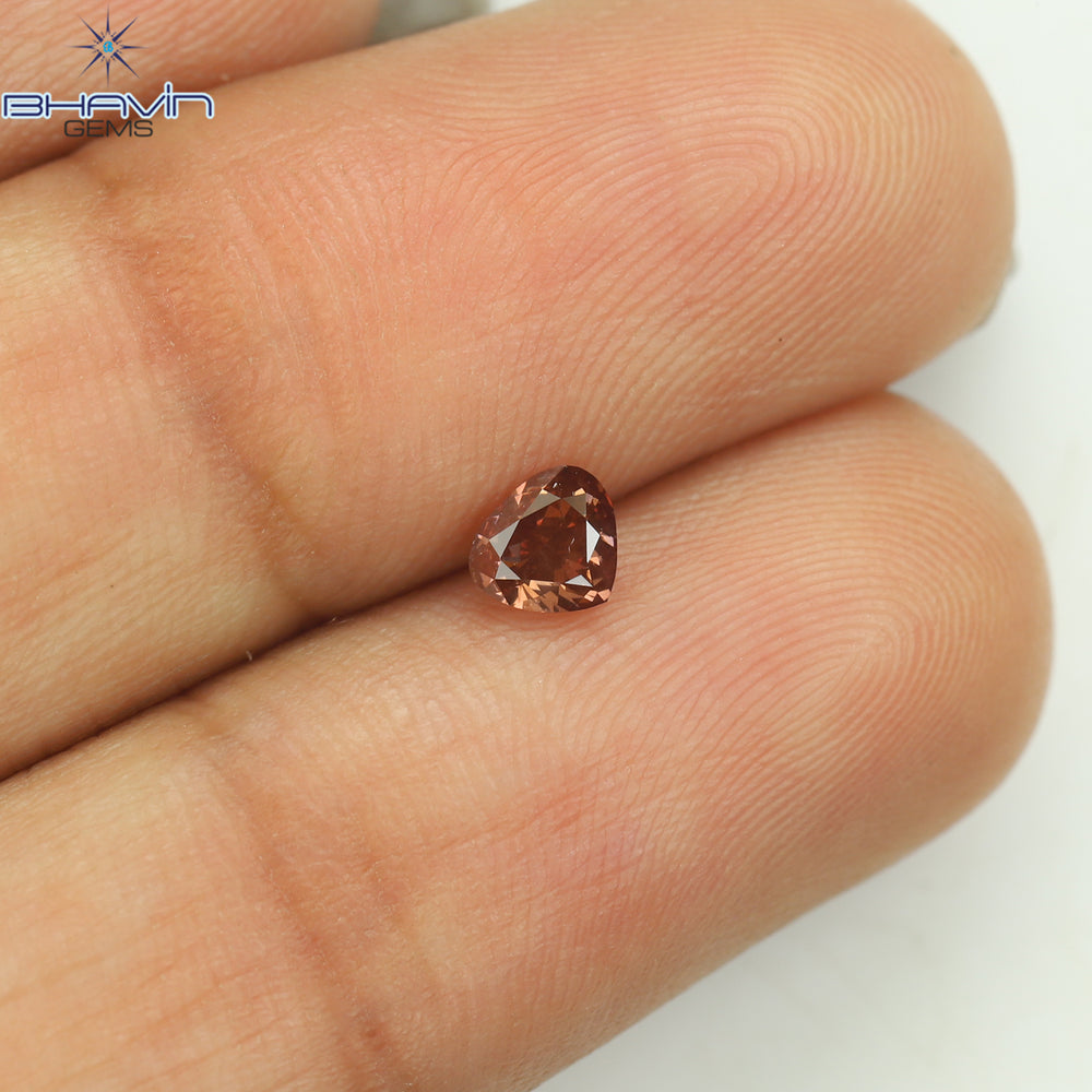 0.27 CT ハートシェイプ エンハンスト ピンク カラー ナチュラル ルース ダイヤモンド SI1 クラリティ (4.20 MM)