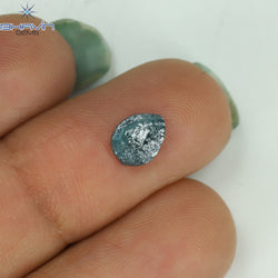 1.05 CT、ノーカット ポルキ シェイプ、天然ダイヤモンド、ブルー カラー、I3 クラリティ (5.42 MM)