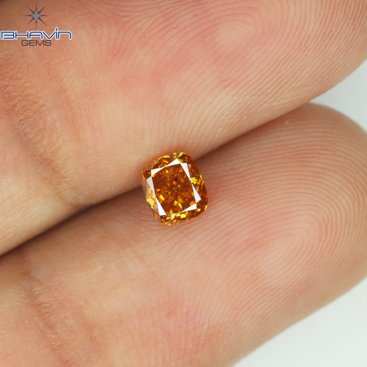 0.34 CT クッション シェイプ 天然ダイヤモンド 強化オレンジ色 VS2 クラリティ (4.25 MM)