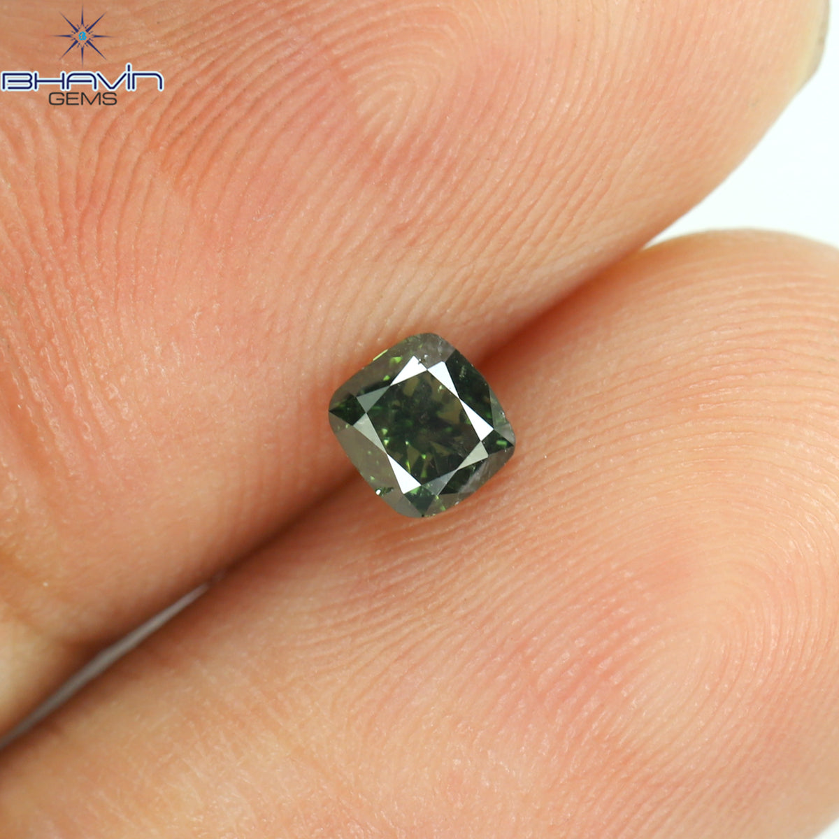 0.28 CT クッション シェイプ ナチュラル ルース ダイヤモンド 強化グリーン カラー SI2 クラリティ (3.68 MM)