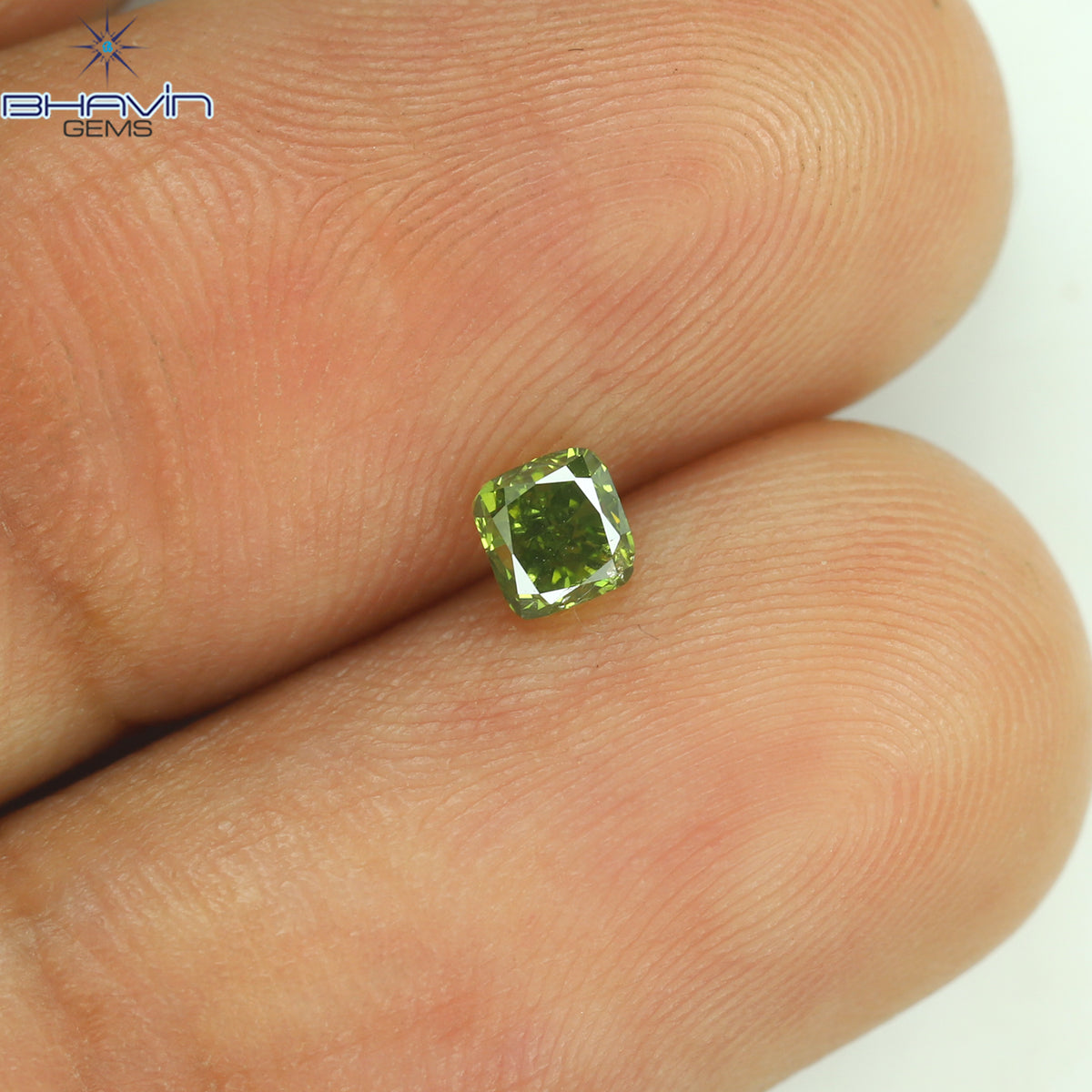0.25 CT クッション シェイプ ナチュラル ルース ダイヤモンド エンハンスト グリーン カラー SI1 クラリティ (3.23 MM)