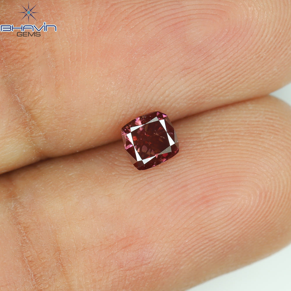 0.33 CT Cushion Shape Natural Loose Diamond Enhanced Pink Color SI2 Clarity (3.96 MM)