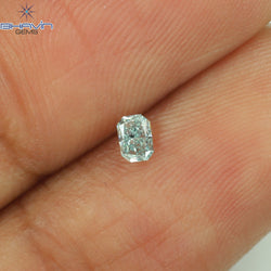 0.10 CT Radiant Shape Natural Diamond Greenish Blue Color VS1 Clarity (3.13 MM)