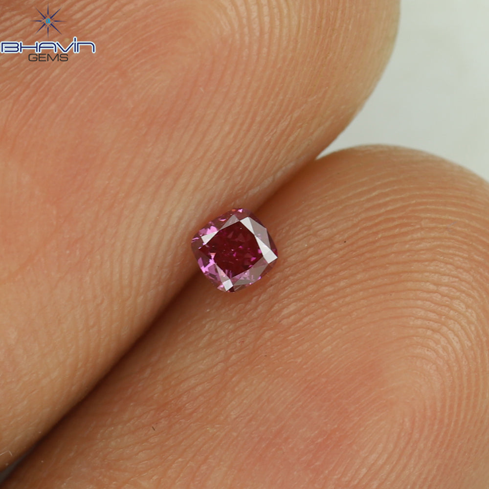 0.09 CT クッション シェイプ ナチュラル ダイヤモンド ピンク色 VS1 クラリティ (2.50 MM)