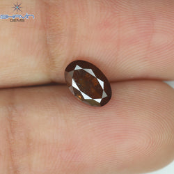 0.90 CT Oval Shape Natural Diamond Enhanced Brown Pink Color I1 Clarity (7.07 MM)