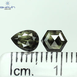 1.00 CT/3 ピース ミックス シェイプ ナチュラル ダイヤモンド ソルト アンド ペッパー カラー I3 クラリティ (4.30 MM)