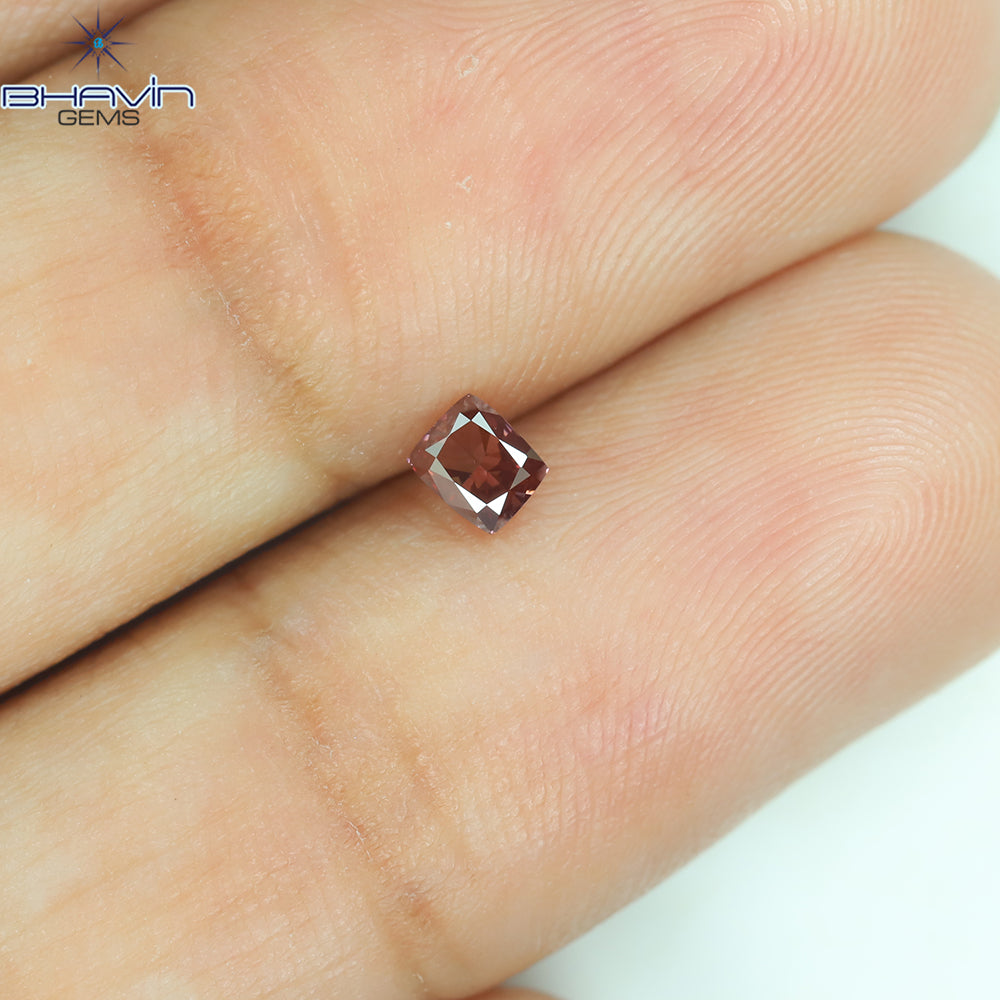 0.17 CT クッション シェイプ ナチュラル ルース ダイヤモンド 強化ピンク色 VS1 クラリティ (3.33 MM)