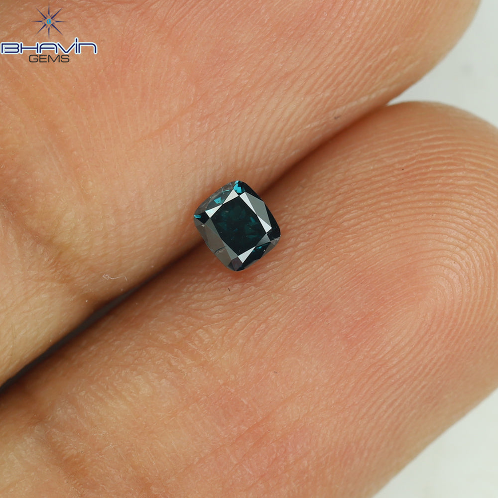 0.19 CT クッション シェイプ ナチュラル ダイヤモンド ブルー カラー SI1 クラリティ (3.38 MM)