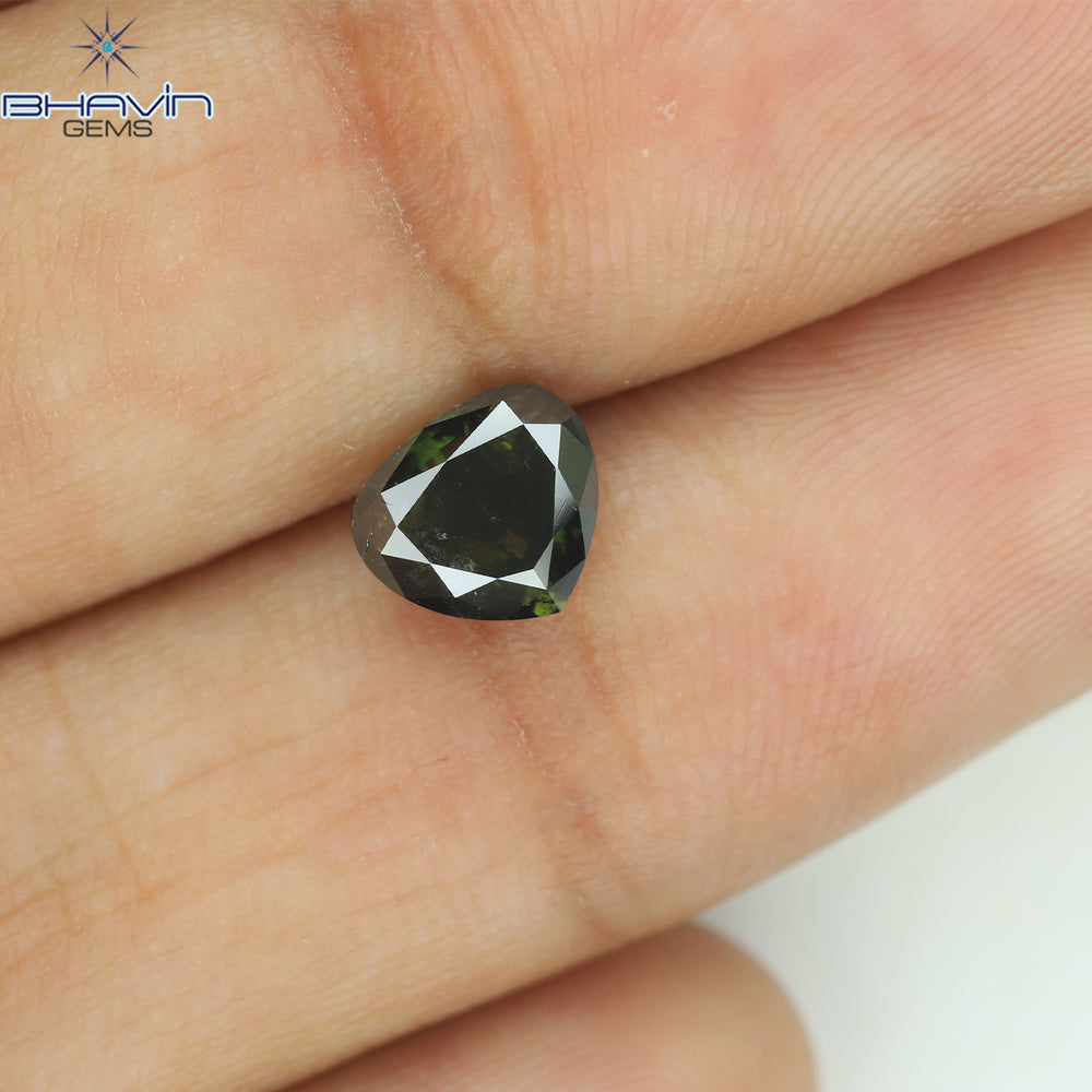 1.03 CT Heart Shape Natural Diamond Enhanced Green Color I1 Clarity (6.42 MM)