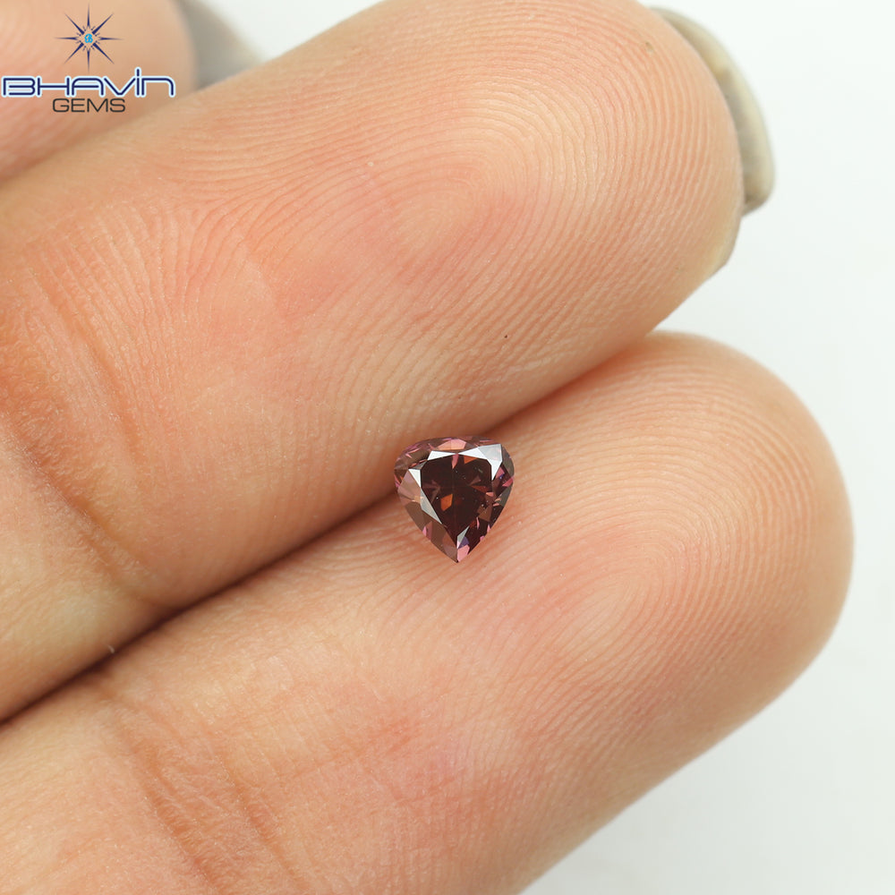 0.26 CT Heart Shape Enhanced Pink Color Natural Loose Diamond SI1 Clarity (3.92 MM)