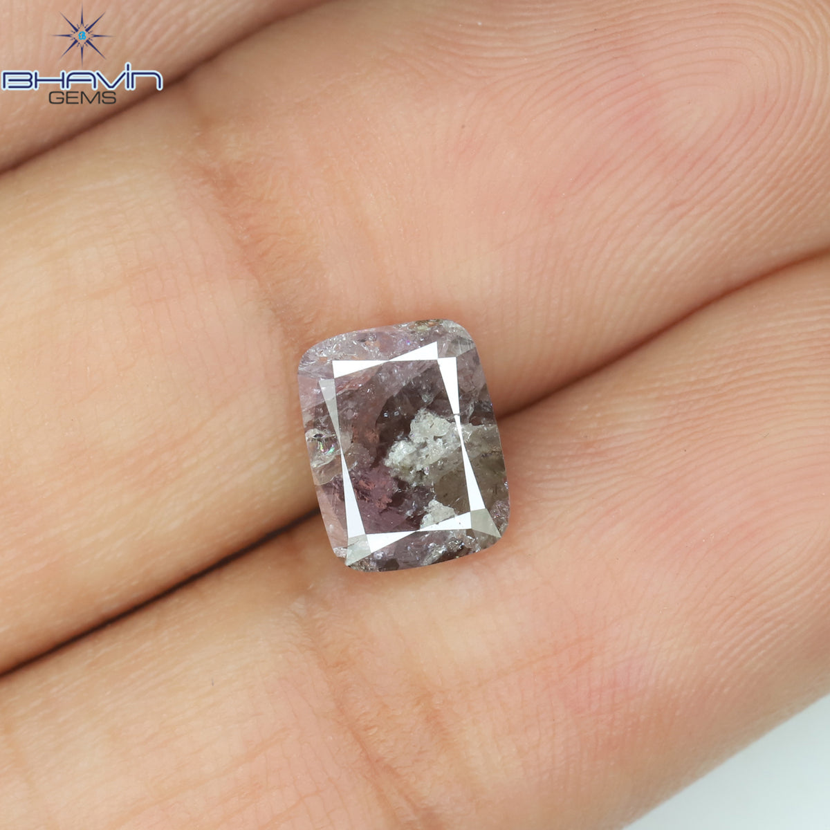 1.58 CT Natural Cushion Diamond Pink Color Clarity I3 (7.70 MM)