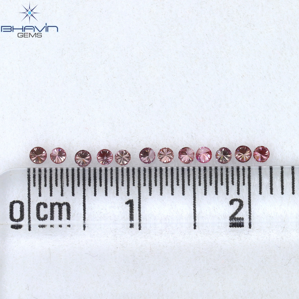 0.18 CT/12 PCS ラウンド ダイヤモンド エンハンスト ピンク カラー ナチュラル ダイヤモンド I3 クラリティ (1.50 MM)
