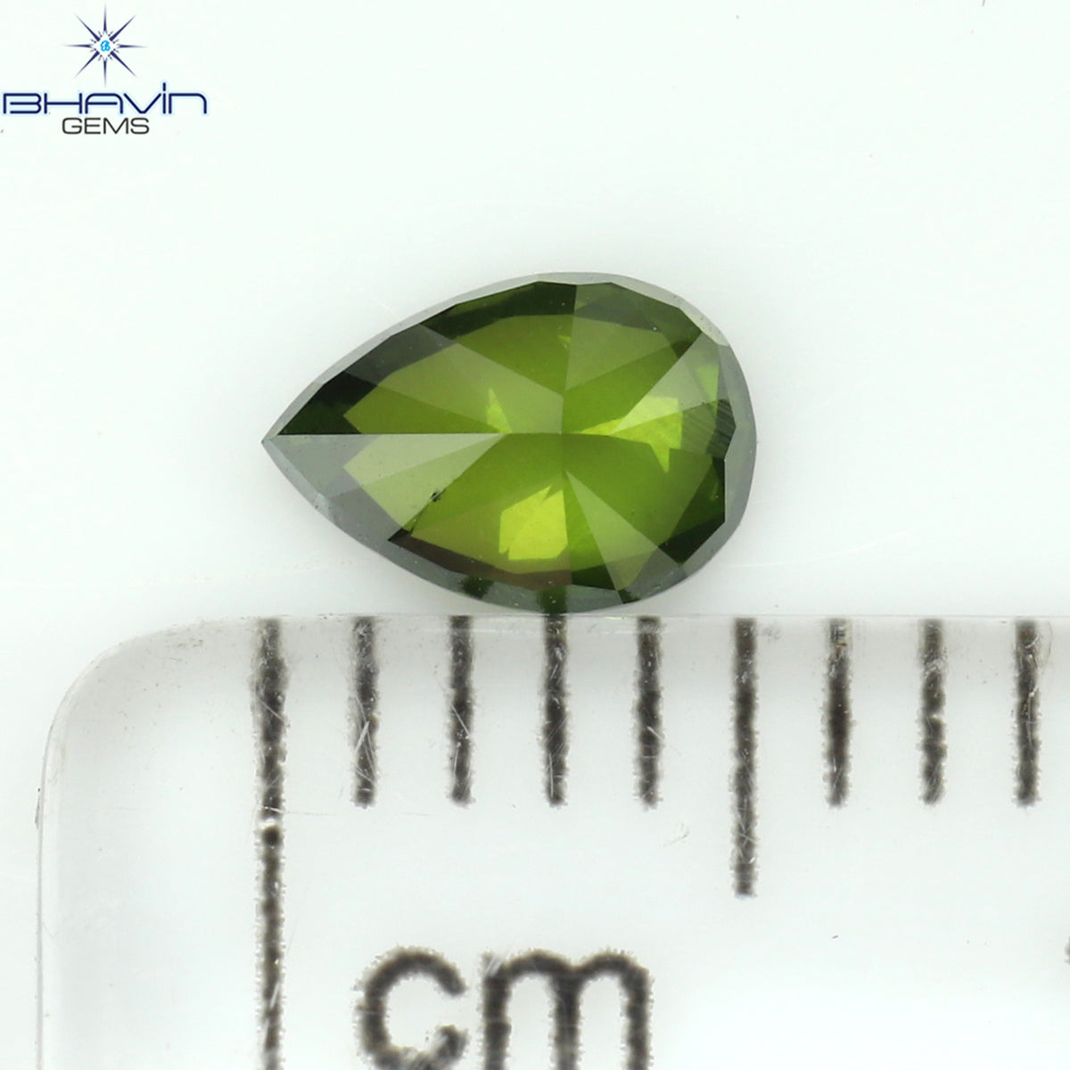 0.08 CT ペアシェイプ ナチュラル ダイヤモンド 強化グリーン カラー VS1 クラリティ (4.05 MM)