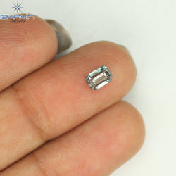 0.45 CT エメラルド シェイプ ナチュラル ダイヤモンド ブルー カラー I1 クラリティ (5.07 MM)