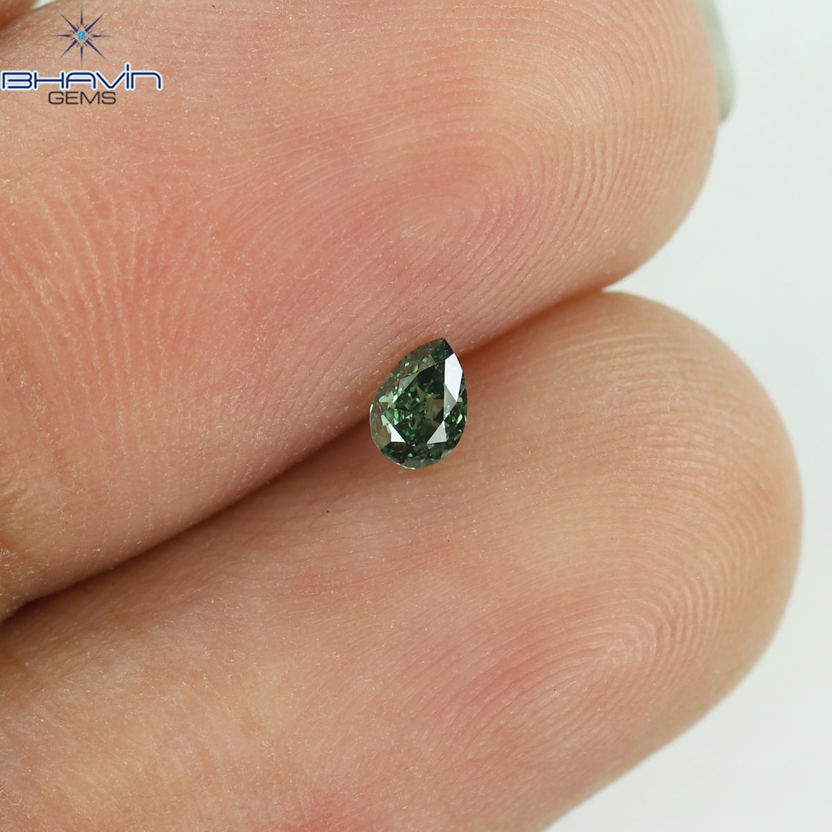 0.10 CT ペアシェイプ 天然ダイヤモンド グリーンカラー VS2 クラリティ (3.62 MM)