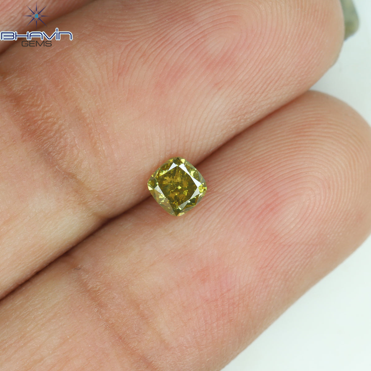 0.26 CT Natural Cushion Diamond Enhanced Yellow Color Clarity SI2 (3.79 MM)
