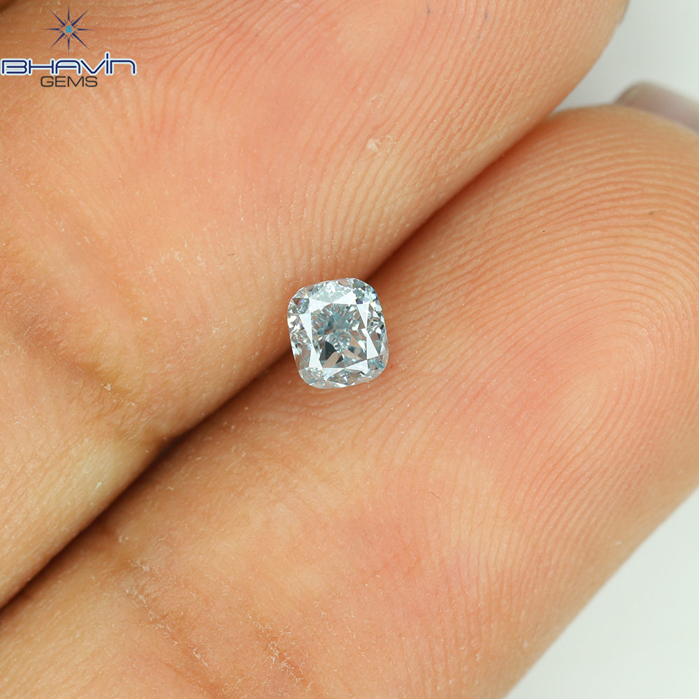 0.23 CT クッション シェイプ 天然ダイヤモンド グリーンがかったブルー カラー VS1 クラリティ (3.41 MM)