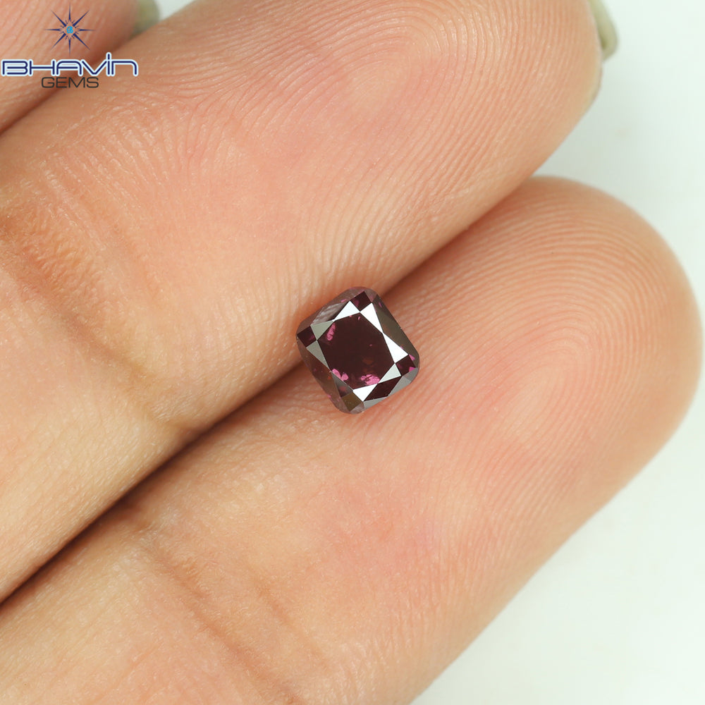 0.54 CT クッション シェイプ ナチュラル ルース ダイヤモンド 強化ピンク色 VS1 クラリティ (4.31 MM)