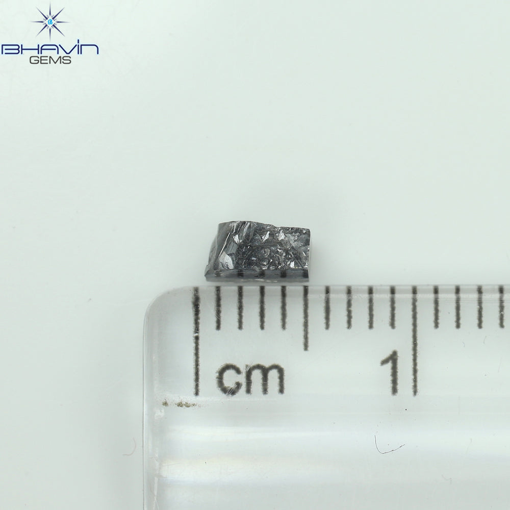 0.44 CT ラフシェイプ ナチュラル ダイヤモンド ブラック グレー (ソルト アンド パッパー) カラー I3 クラリティ (4.95 MM)