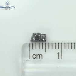 0.44 CT ラフシェイプ ナチュラル ダイヤモンド ブラック グレー (ソルト アンド パッパー) カラー I3 クラリティ (4.95 MM)