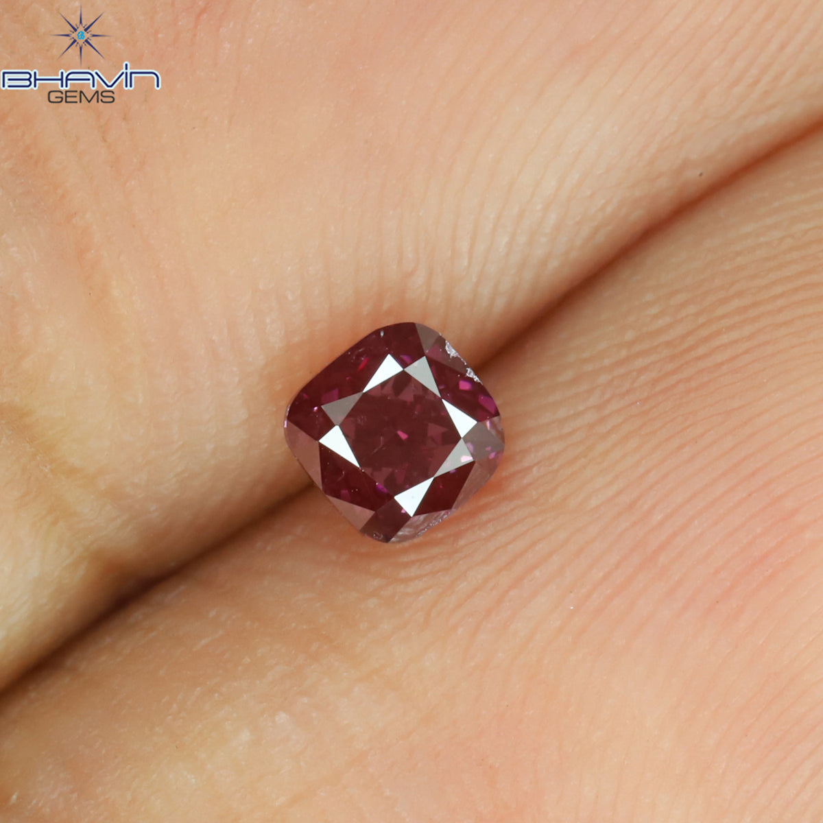 0.07 CT クッション シェイプ ナチュラル ルース ダイヤモンド 強化ピンク色 VS2 クラリティ (2.36 MM)