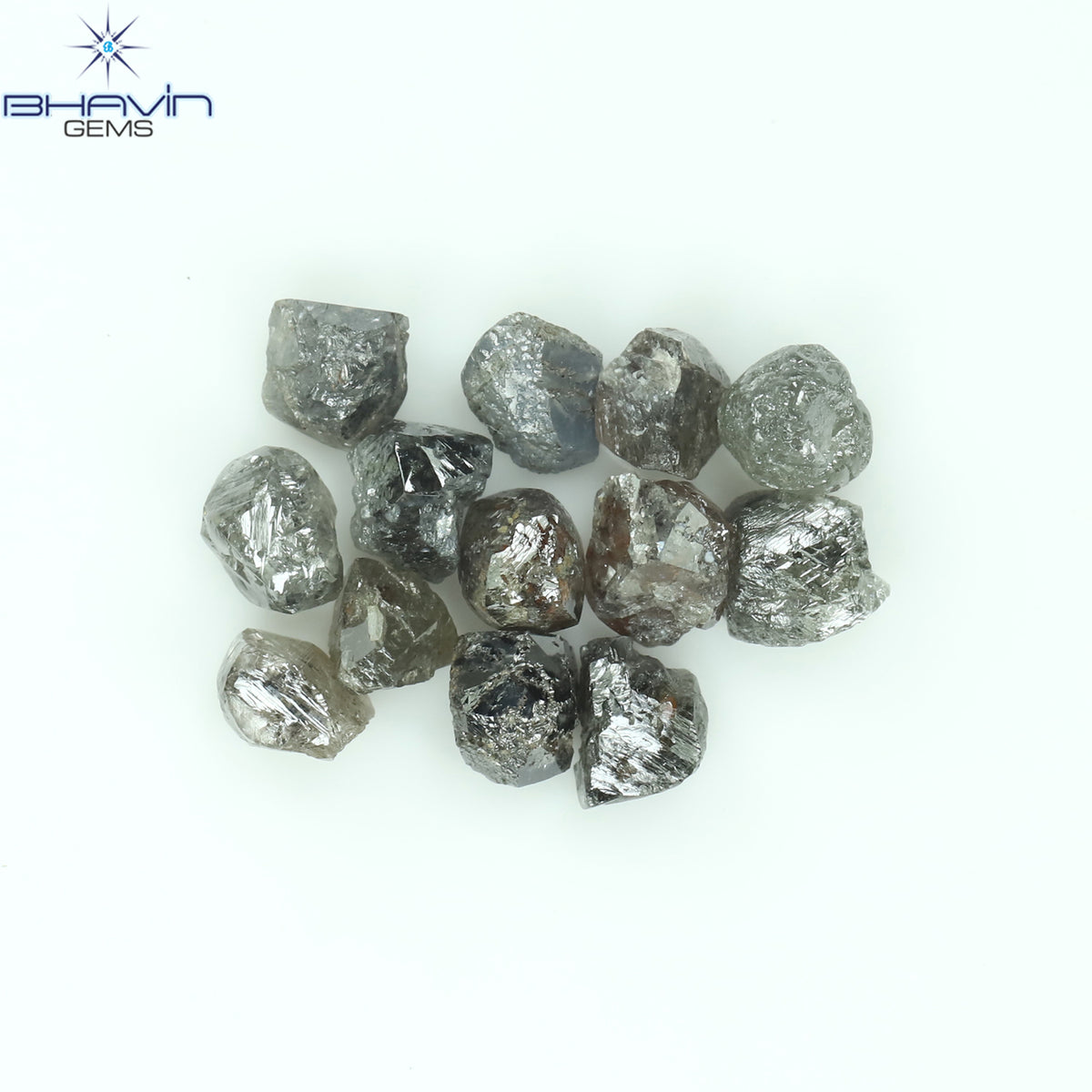 3.96 CT/13 Pcs Natural Rough Diamond Salt And Pepper Color Clarity I3 (3.78 MM)
