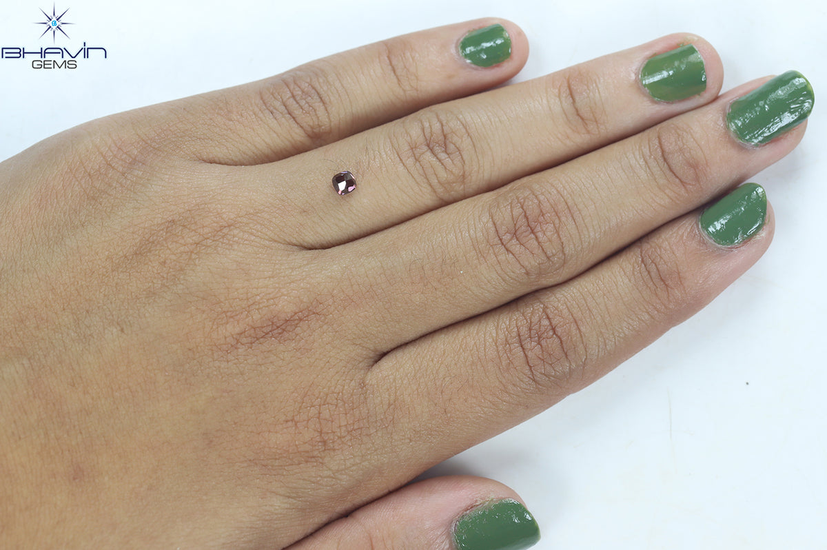0.26 CT クッション シェイプ ナチュラル ルース ダイヤモンド 強化ピンク色 VS1 クラリティ (3.45 MM)