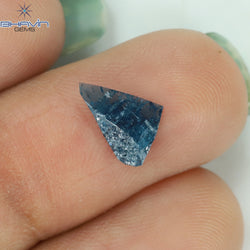 1.05 CT、ノーカット ポルキ シェイプ、天然ダイヤモンド、ブルー カラー、I3 クラリティ (5.42 MM)