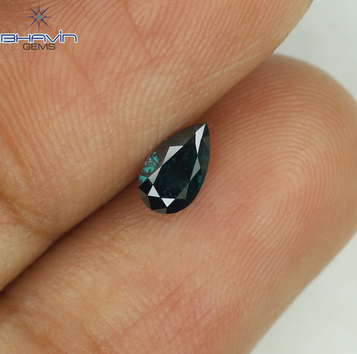 0.35 CT Natural Pear Diamond Enhanced Blue Color Clarity VS2 (5.95 MM)