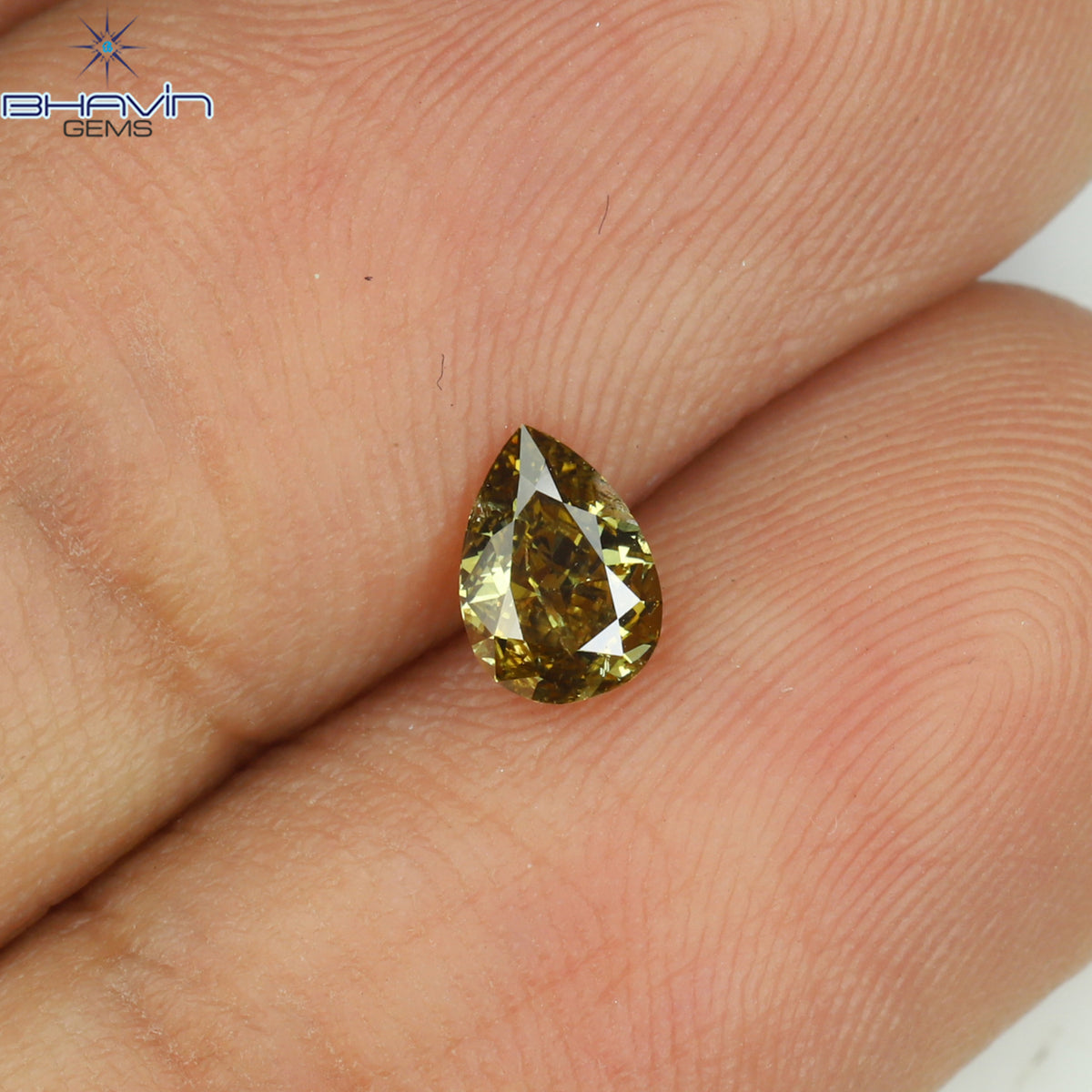 0.22 CT ペアシェイプ ナチュラル ダイヤモンド イエロー カラー SI1 クラリティ (4.76 MM)