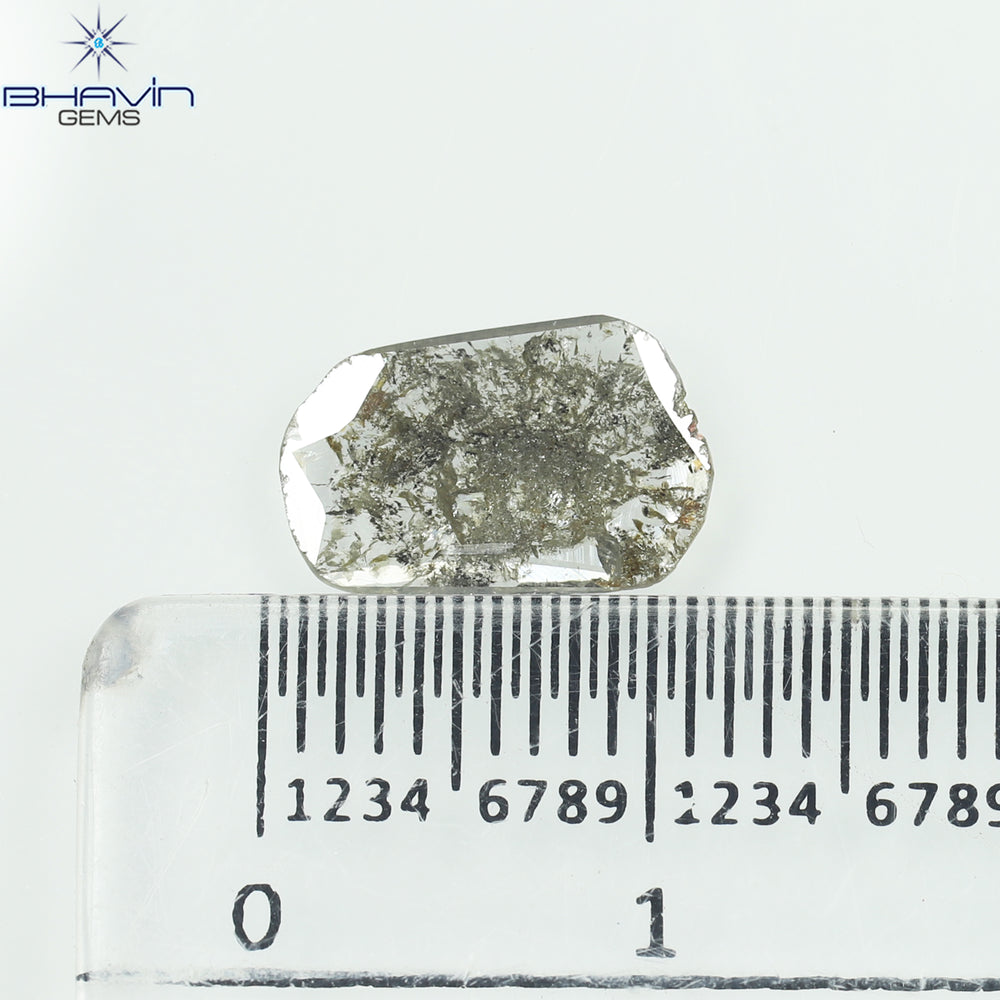 0.74 CT スライス シェイプ ナチュラル ダイヤモンド ソルト アンド ペッパー カラー I3 クラリティ (11.23 MM)