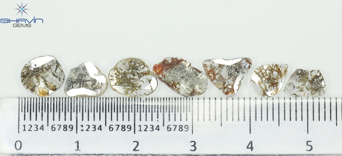 2.48 CT (7 Pcs) Slice Natural Diamond Salt And Pepper Color Clarity I3 (10.12 MM)