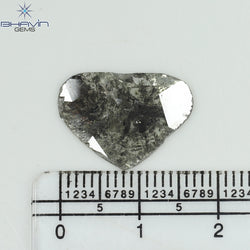 3.50 CT ハート スライス シェイプ ナチュラル ダイヤモンド ソルト アンド ペッパー カラー I3 クラリティ (14.31 MM)