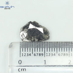 1.29 CT スライス形状 天然ダイヤモンド ソルト アンド ペッパー カラー I3 クラリティ (12.22 MM)