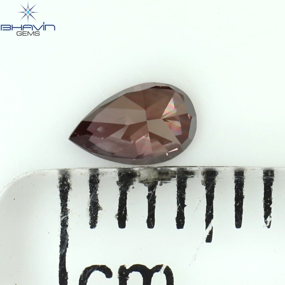 0.17 CT ペアシェイプ ナチュラル ダイヤモンド ピンク色 VS2 クラリティ (4.04 MM)