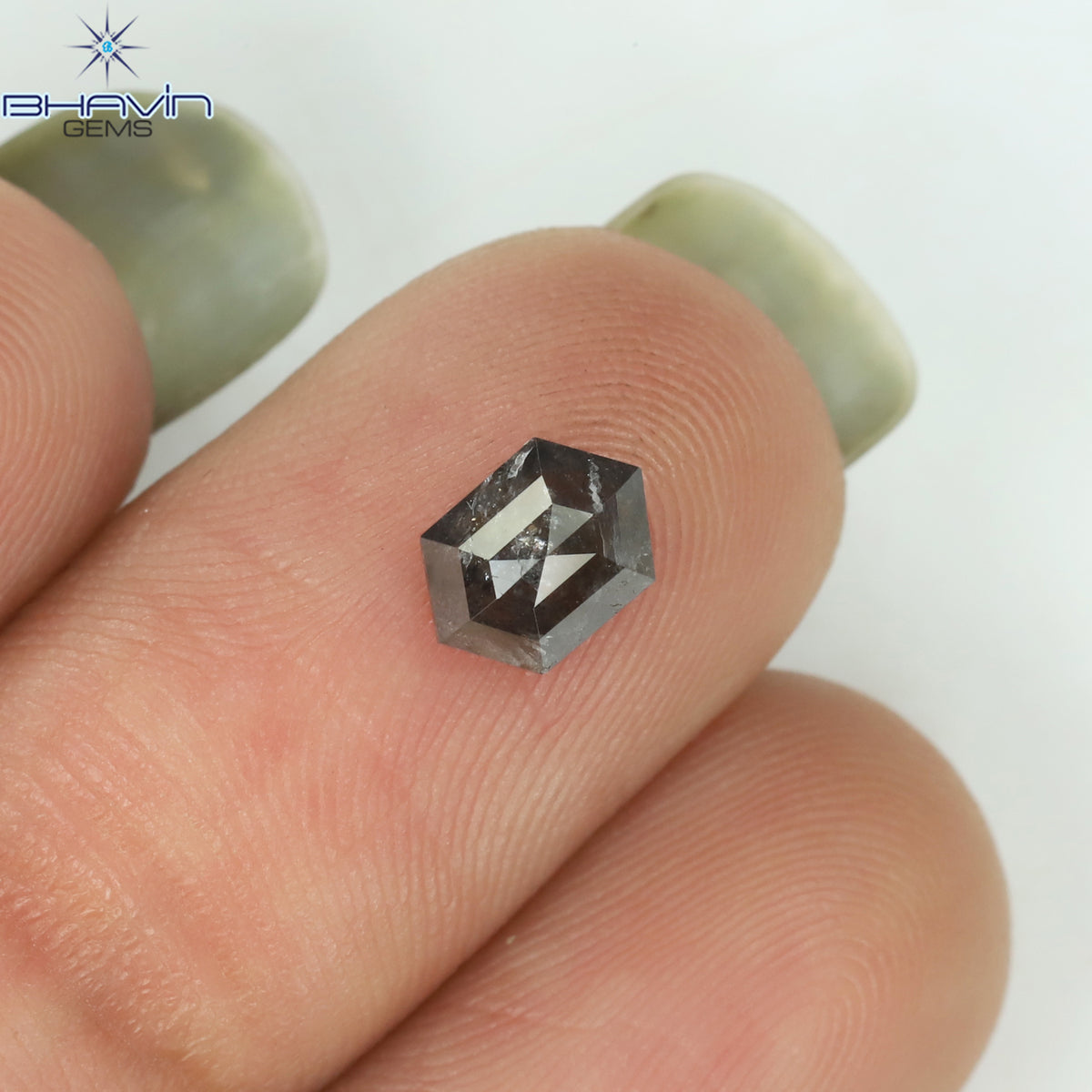 0.48 CT 六角形 天然ルース ダイヤモンド ソルト アンド ペッパー カラー I3 クラリティ (5.06 MM)