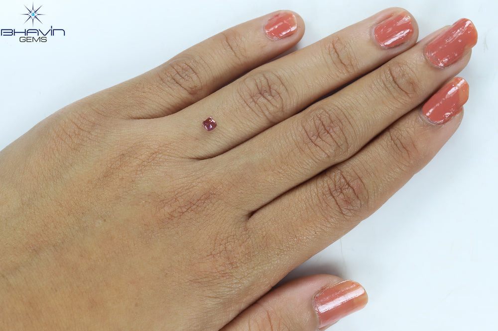 0.46 CT クッション シェイプ ナチュラル ルース ダイヤモンド ピンク色 VVS1 クラリティ (4.45 MM)
