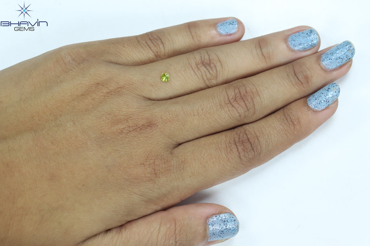 0.14 CT Natural Round Diamond Enhanced Green Yellow Color Clarity SI2 (3.34 MM)