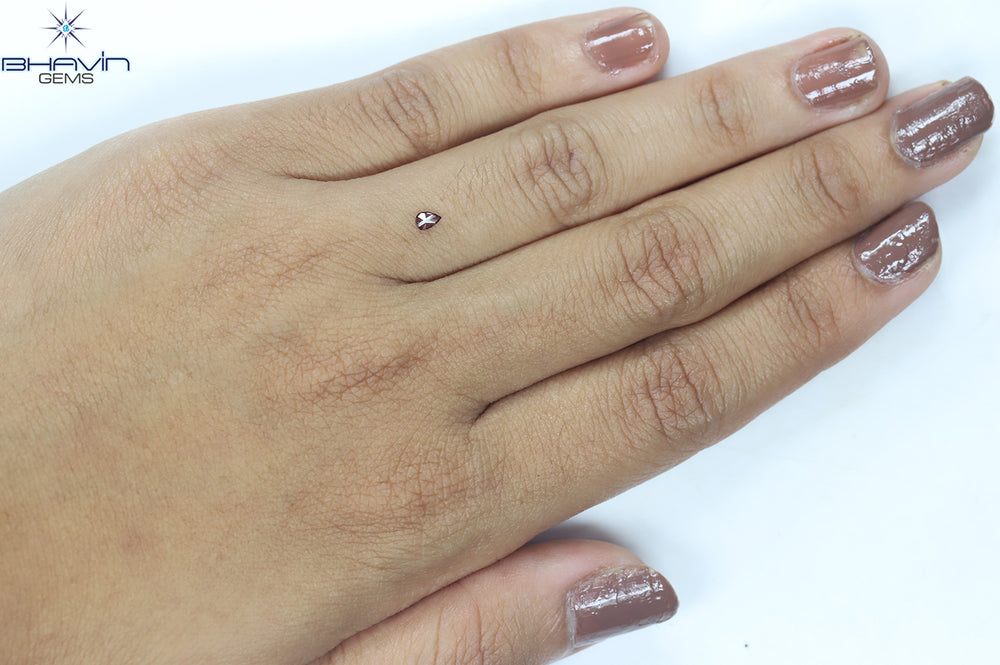 0.07 CT ペアシェイプ ナチュラル ダイヤモンド ピンク色 VS1 クラリティ (3.42 MM)