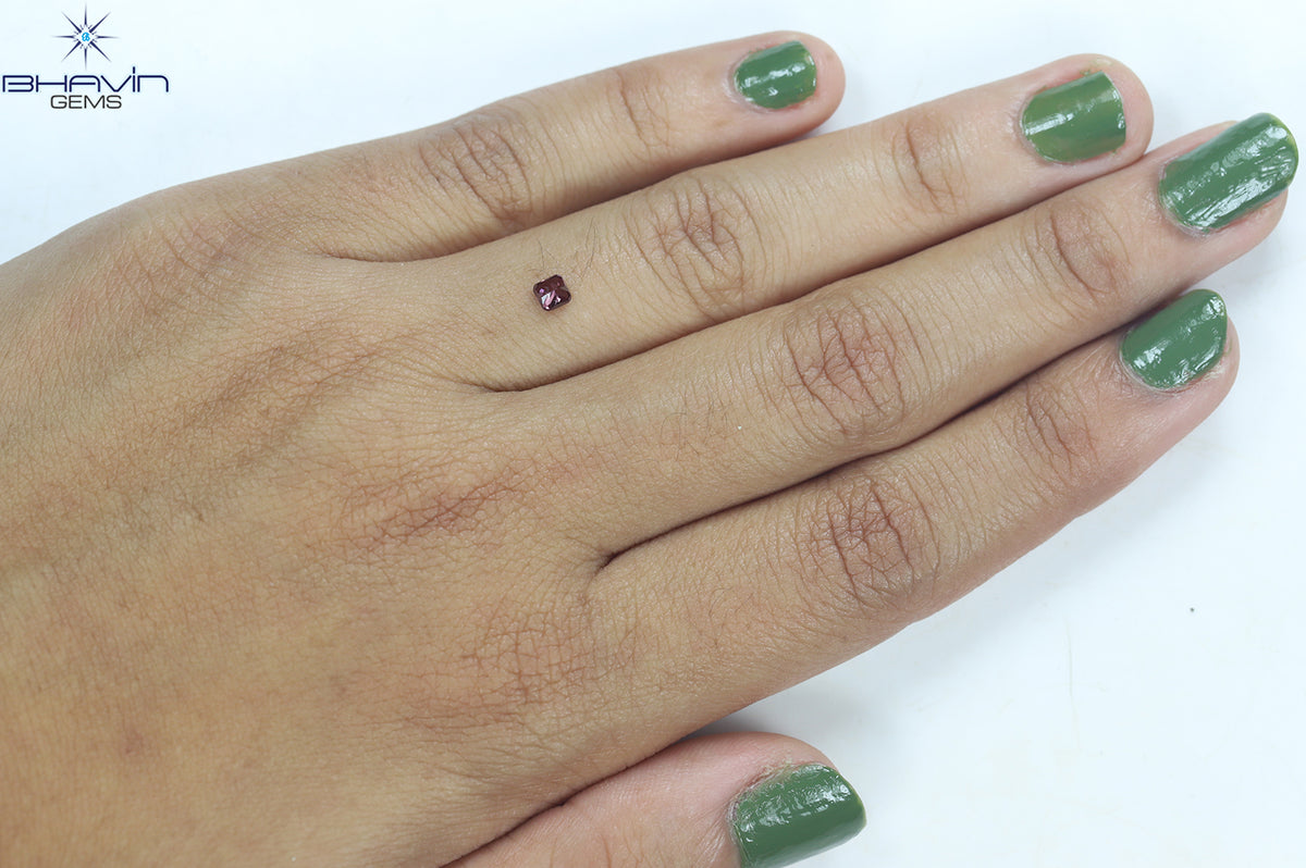 0.17 CT Natural Cushion Diamond Enhanced Pink Color Clarity SI1 (3.17 MM)