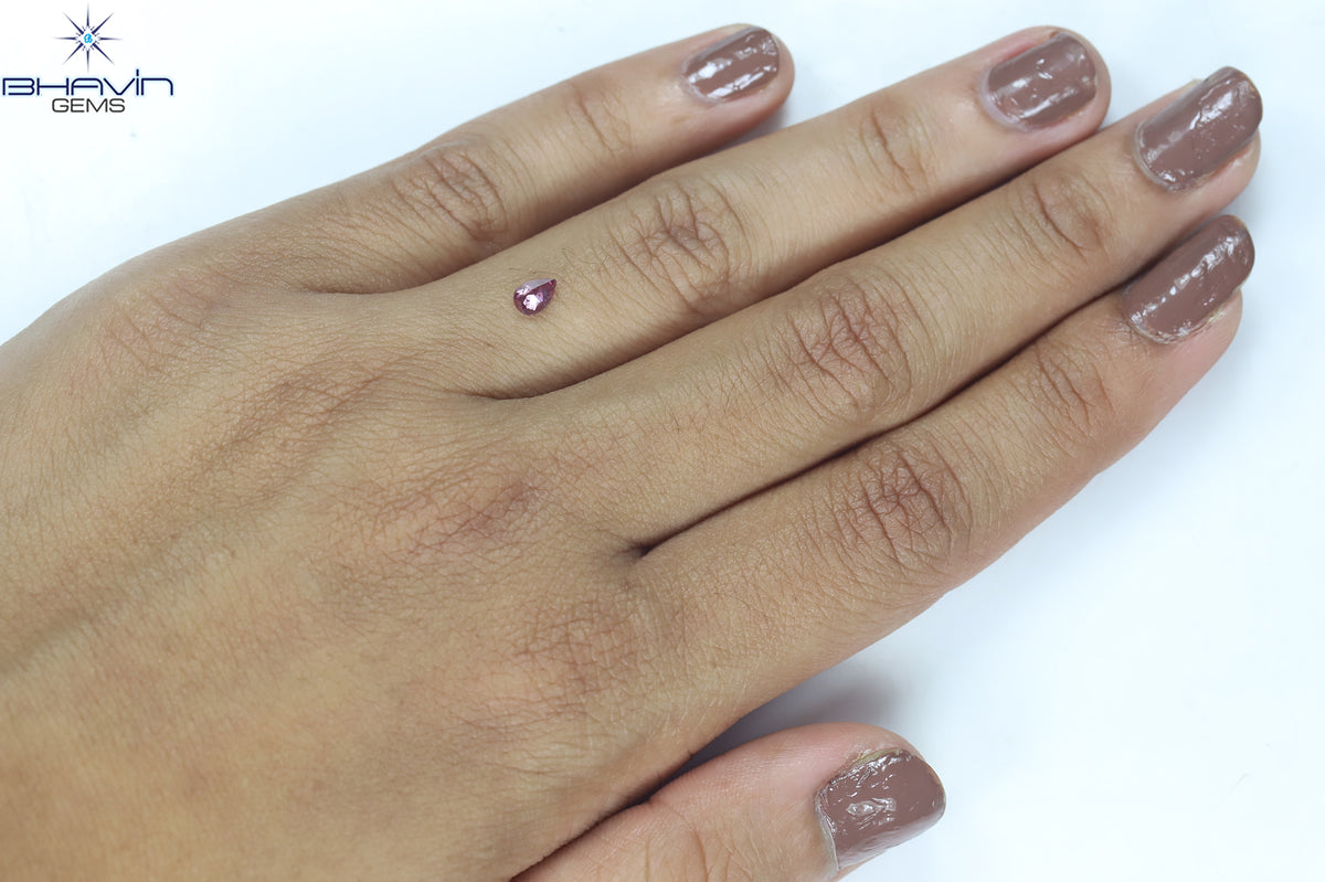 0.25 CT Natural Pear Diamond Enhanced Pink Color Clarity I3 (4.76 MM)