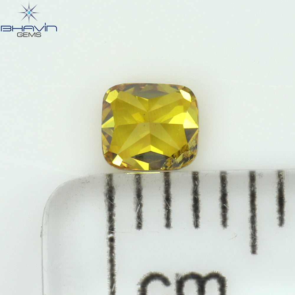 0.23 CT Cushion Shape Natural Diamond Enhanced Orange Color SI2 Clarity (3.47 MM)