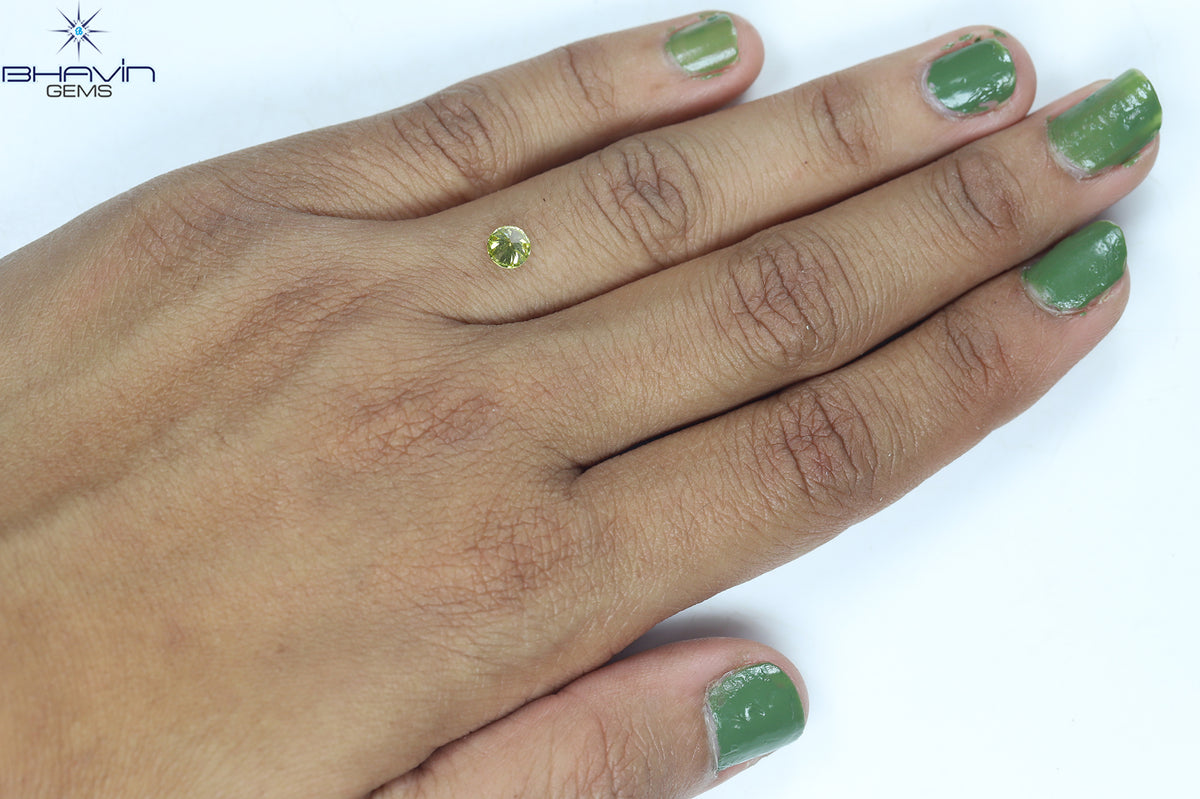 0.42 CT Natural Round Diamond Enhanced Yellow Color Clarity SI2 (4.73 MM)