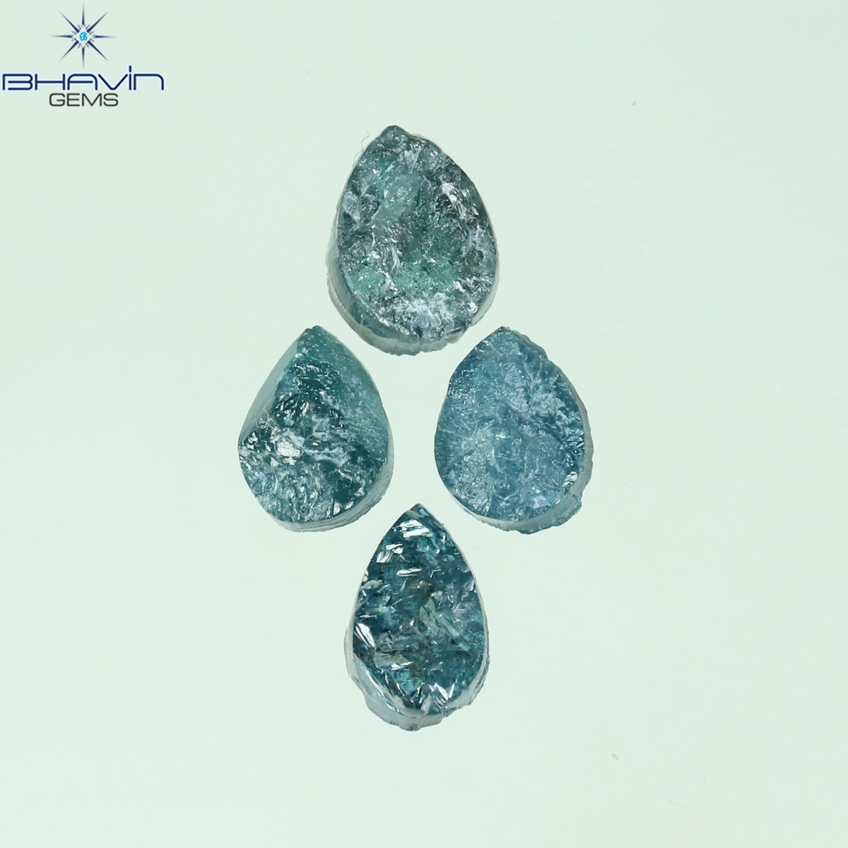 1.05 CT、ノーカット ポルキ シェイプ、天然ダイヤモンド、ブルー カラー、I3 クラリティ (5.42 MM)